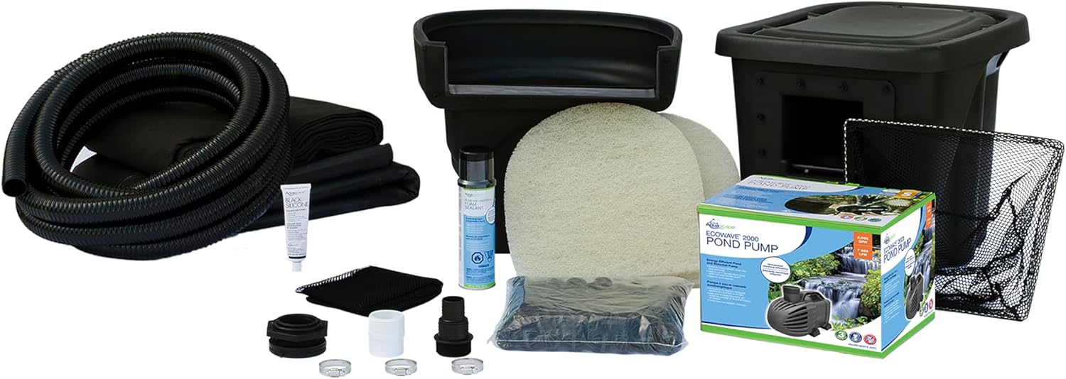 Aquascape DIY Backyard Pond Kit 8 x 11 feet – Complete Water Garden Ecosystem with Pump, Skimmer, and Filter, 99765