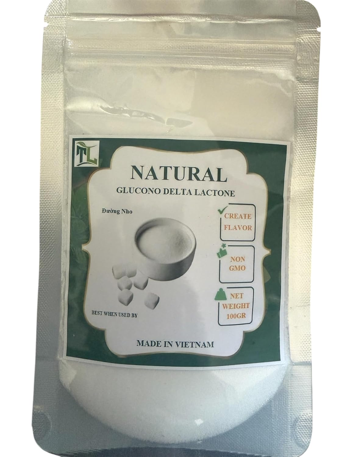 Vietnamese Natural Glucono Delta Lactone 3.5 oz - Duong Nho 100g