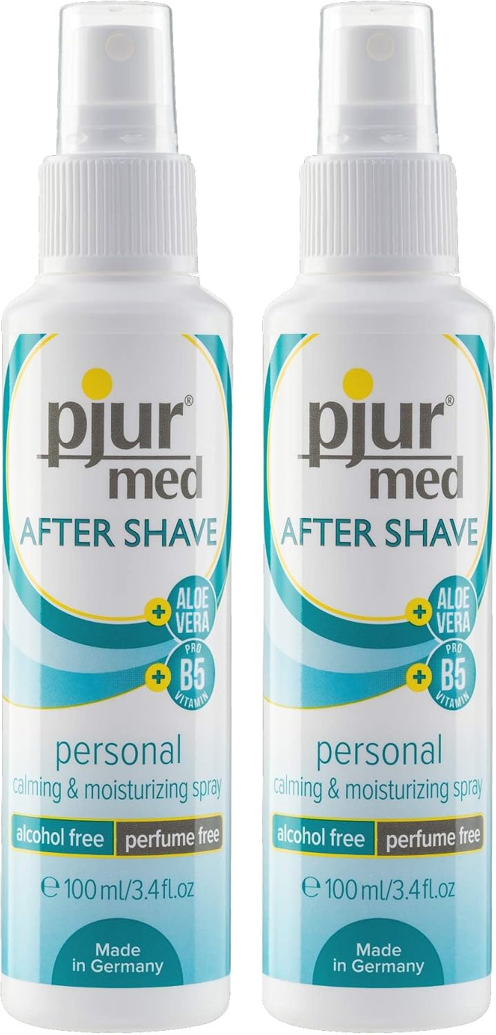pjur med After Shave Spray - Care Spray for Men and Women - with Aloe Vera for Gentle Skin Care - Effective Against Shaving Burn - 100 ml (Pack of 2)
