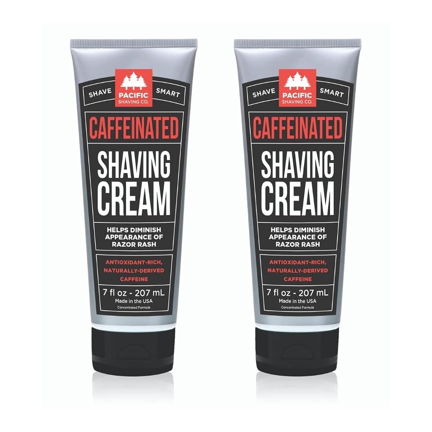 Pacific Shaving Company Men's Caffeinated Shaving Cream, 7 Oz (2 Pack)