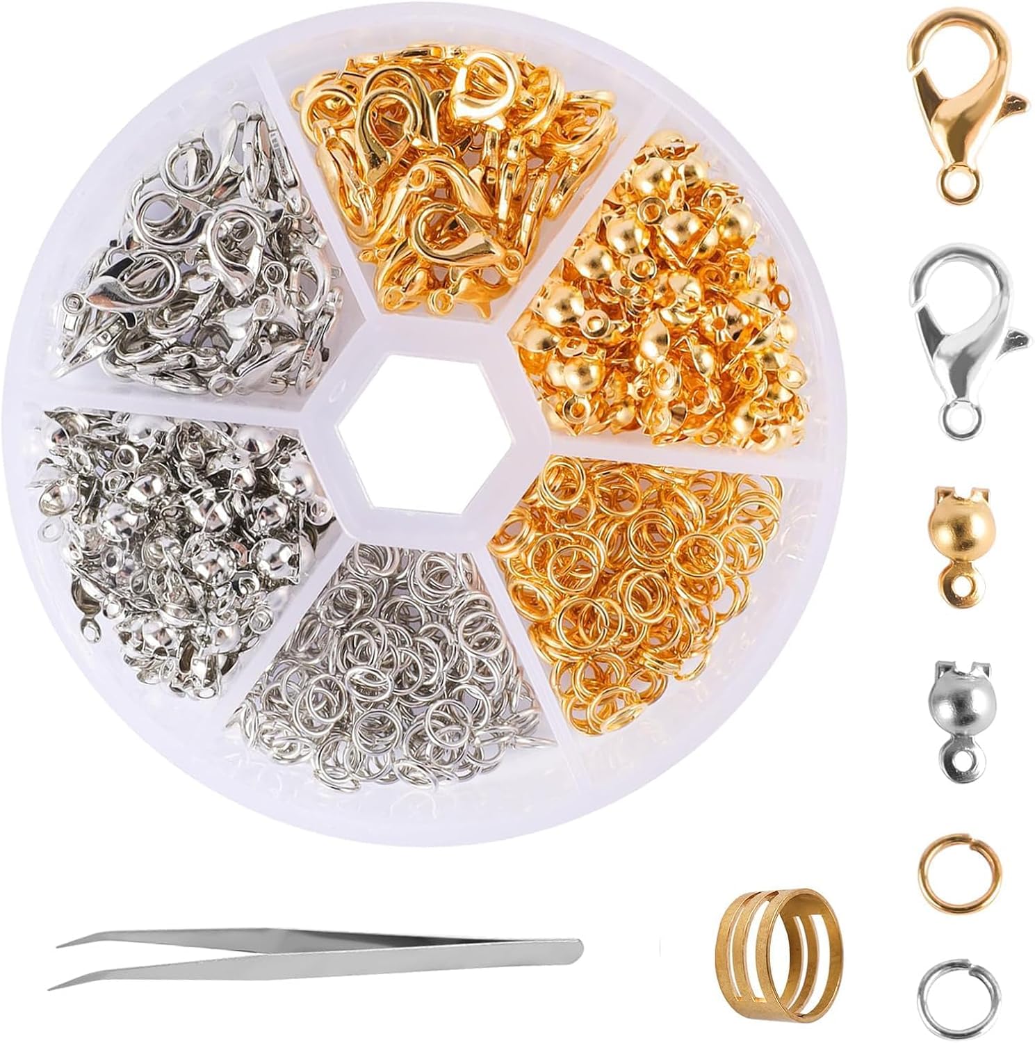 462pcs Lobster Clasps for Jewelry Making Kit, with Open Jump Rings Connectors,Bracelet Making Kit for Jewellery DIY Craft with Jump Ring Opener and Tweezer