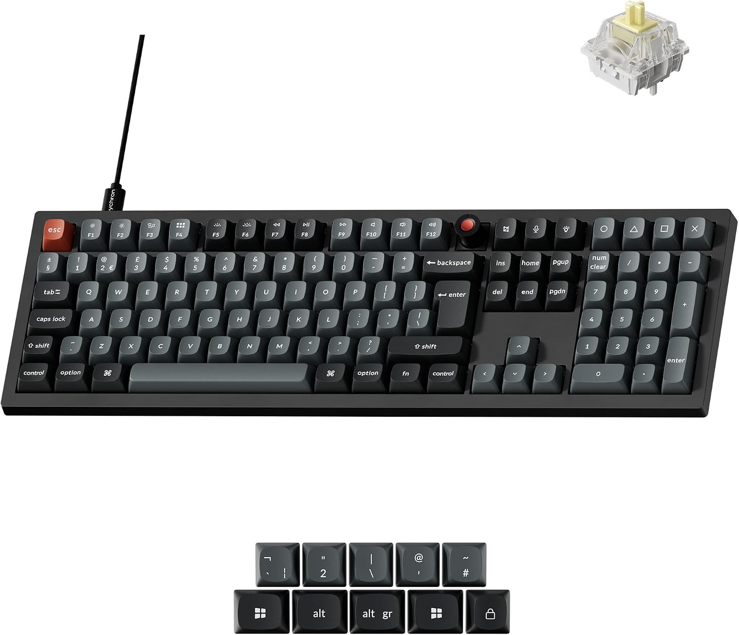 Keychron V6 8K Wired Mechanical Keyboard, Full Size 100% UK Layout Gaming Keyboard with Knob, 8000Hz Polling Rate RGB PBT Keycaps, QMK Hot-Swappable Super Banana Early Tactile Switches - Black