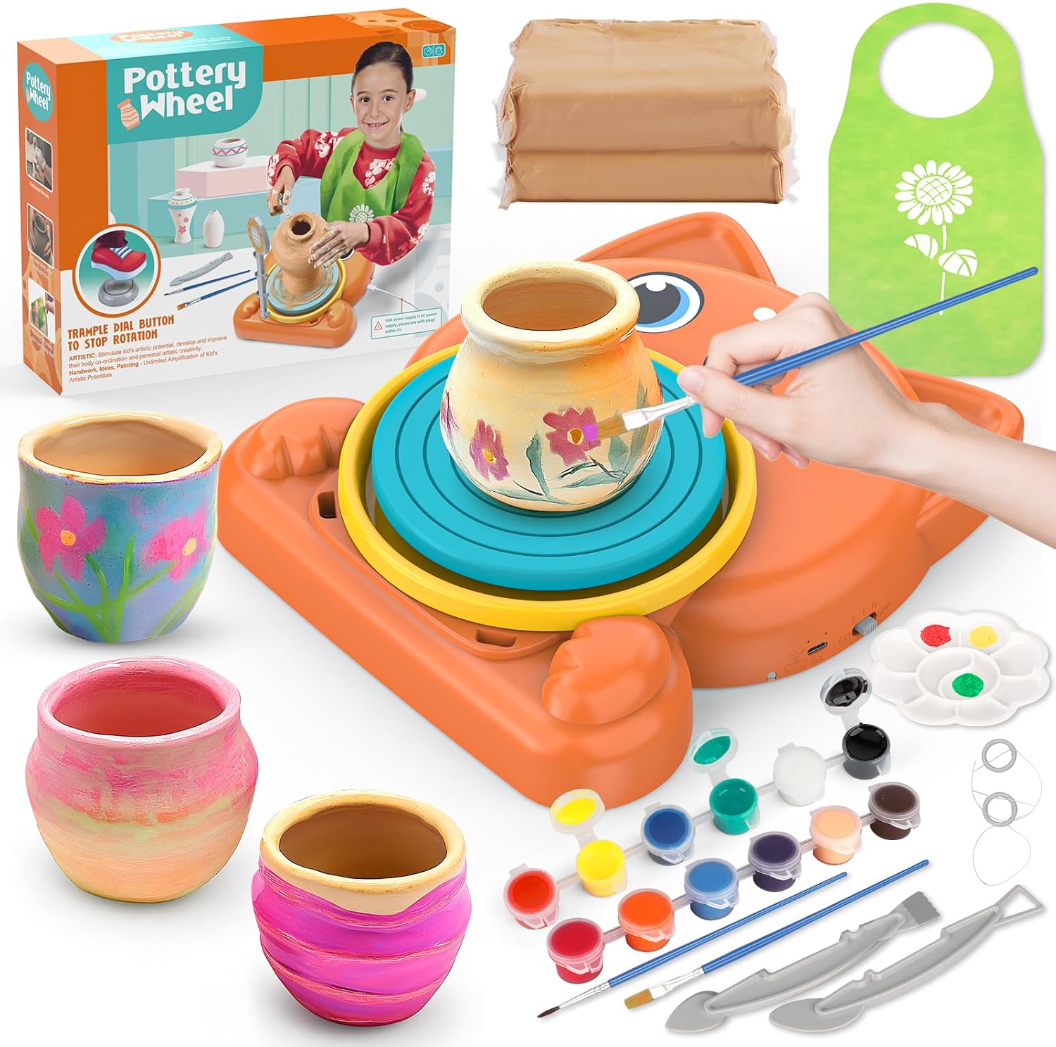 Aujazyble Pottery Wheel for Kids - Complete Pottery Painting Kit Crafts Toy