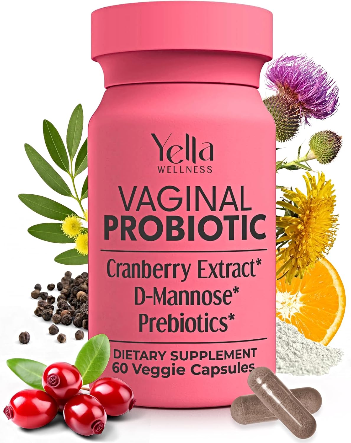 Vaginal Probiotics & Prebiotics for Women with Cranberry Extract | Supports Urinary Tract & PH Balance for Women | Probioticos Vajinal | Probiotics for Women's Vaginal Health- 60ct