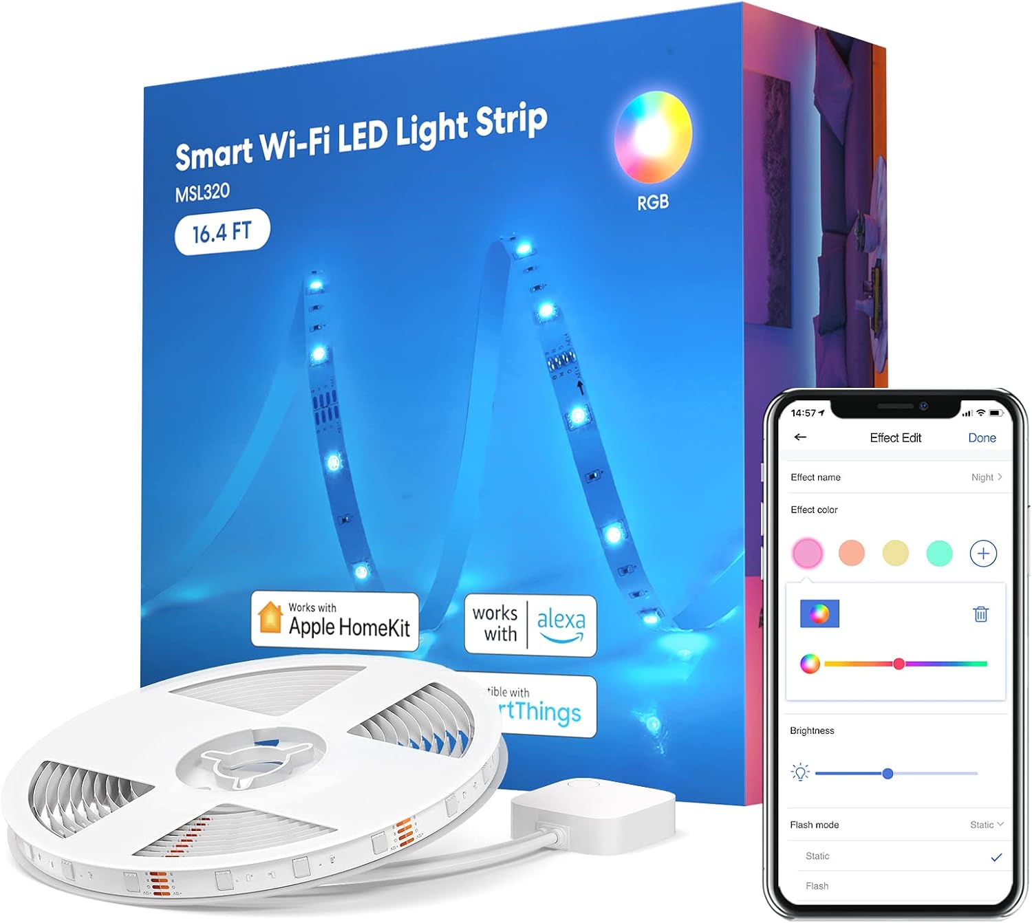 meross Smart LED Strip Lights, 16.4ft, Work with Apple HomeKit