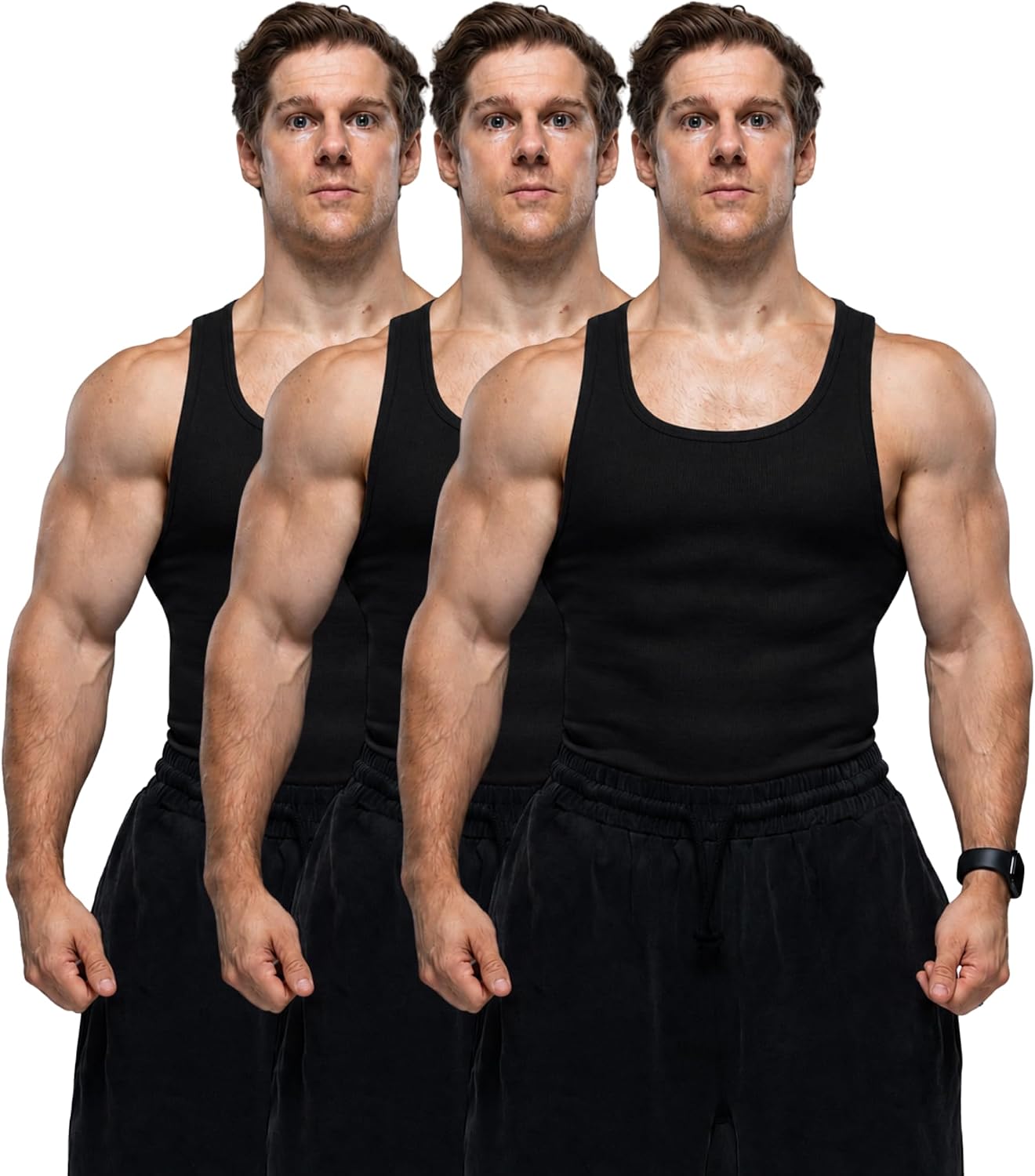 Ekkovision Lifestyle Beaters, Men's Tank Tops, Cotton Spandex Tanks for Men, Regular Fit, Ribbed Fabric