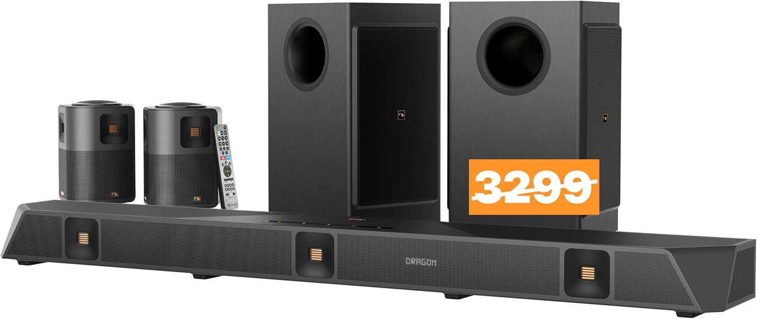 Dragon 11.4.6 Dolby Atmos/DTSXPro Surround Soundbar Sys-Dual 8"Opposed Subs