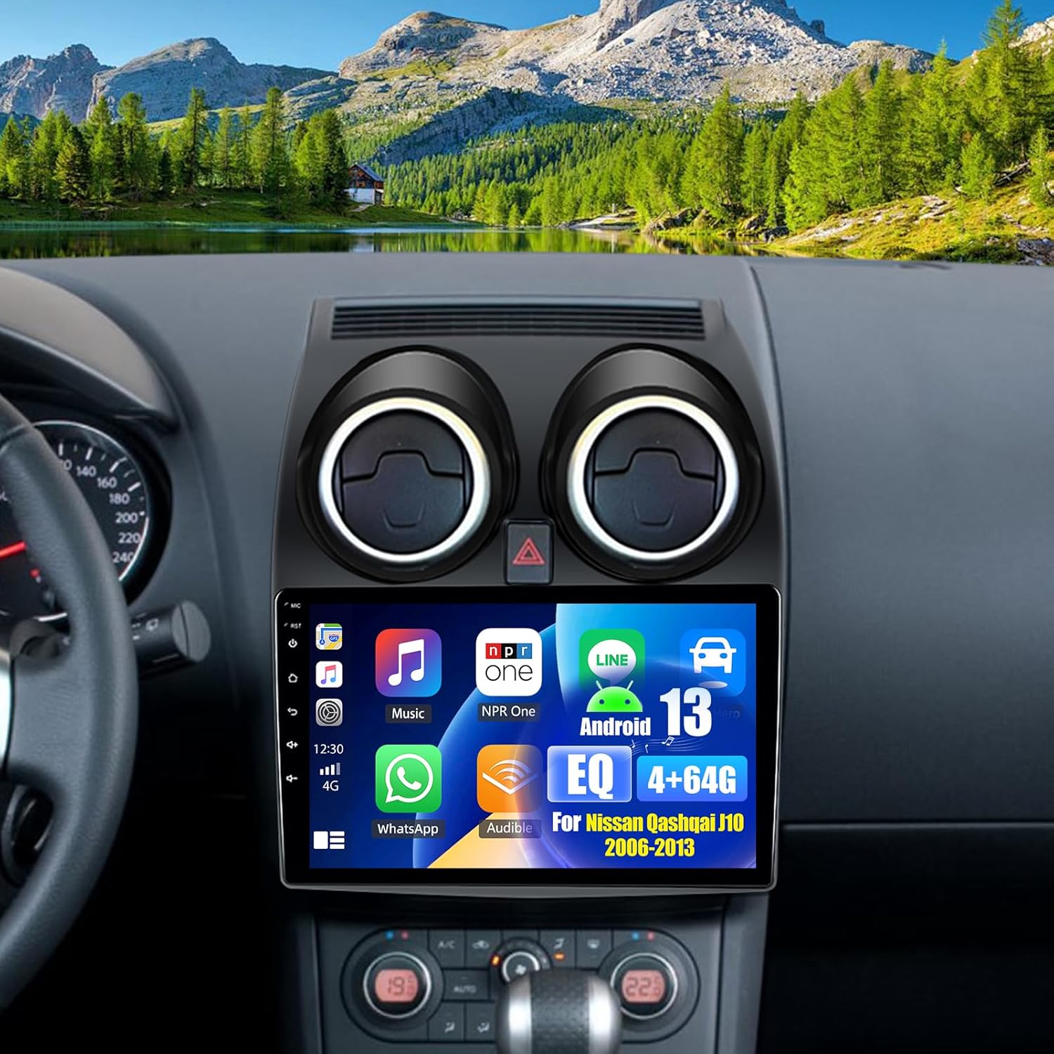 OiLiehu 4G+64G Android 13 Car Stereo for Nissan Qashqai J10 2006-2013 with Wireless CarPlay Android Auto, 9'' IPS Touchscreen Radio with WiFi GPS Mirror Link Bluetooth FM RDS EQ SWC Backup Camera