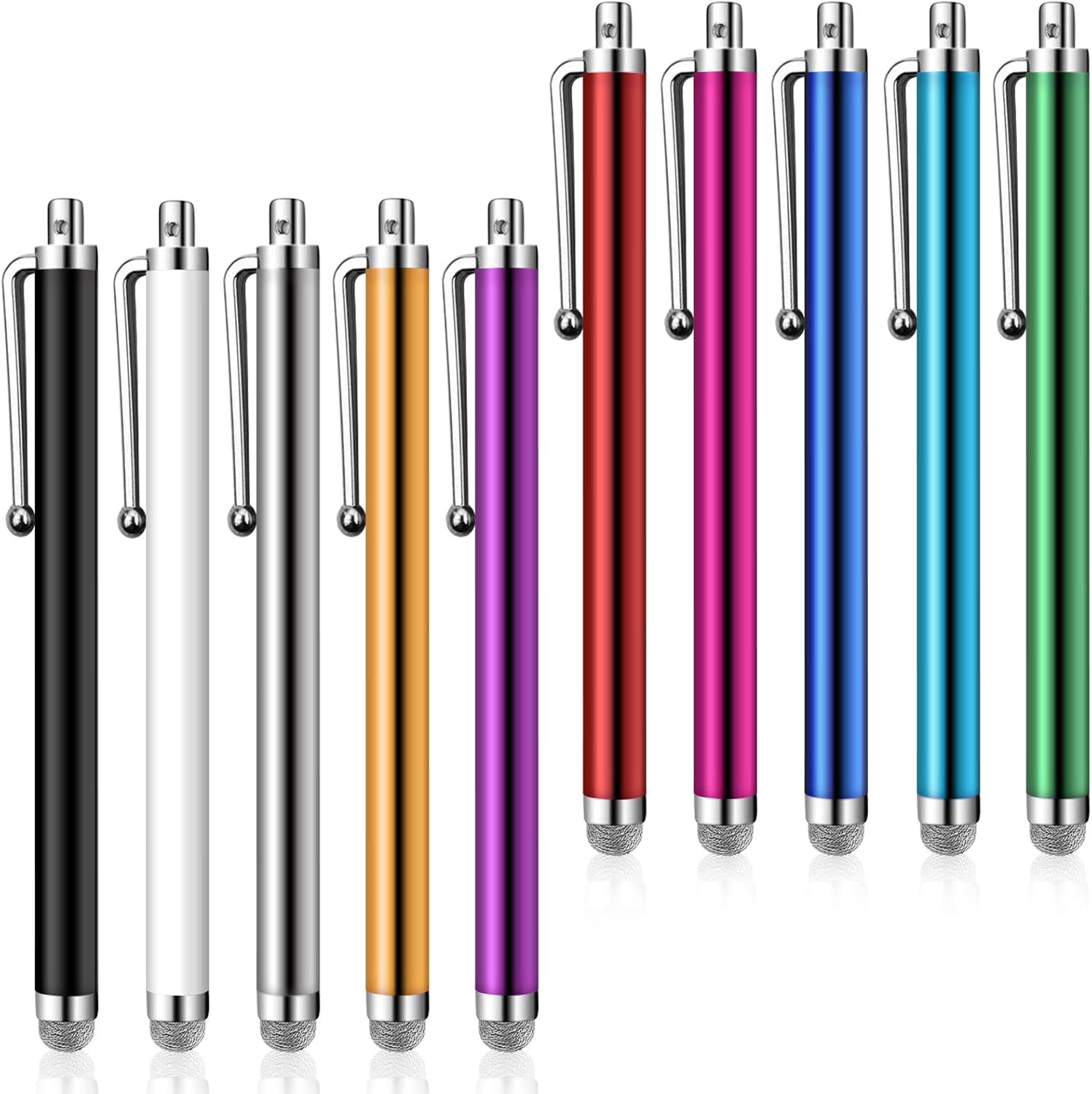 MIXOO 10PCS Stylus Pen for Touch Screens, Touch Pen with 20pcs 0.35''/0.24'' Rubber Tips, Tablet Pens Sensitive, High Precision Compatible with All Devices (Multicolor 1)