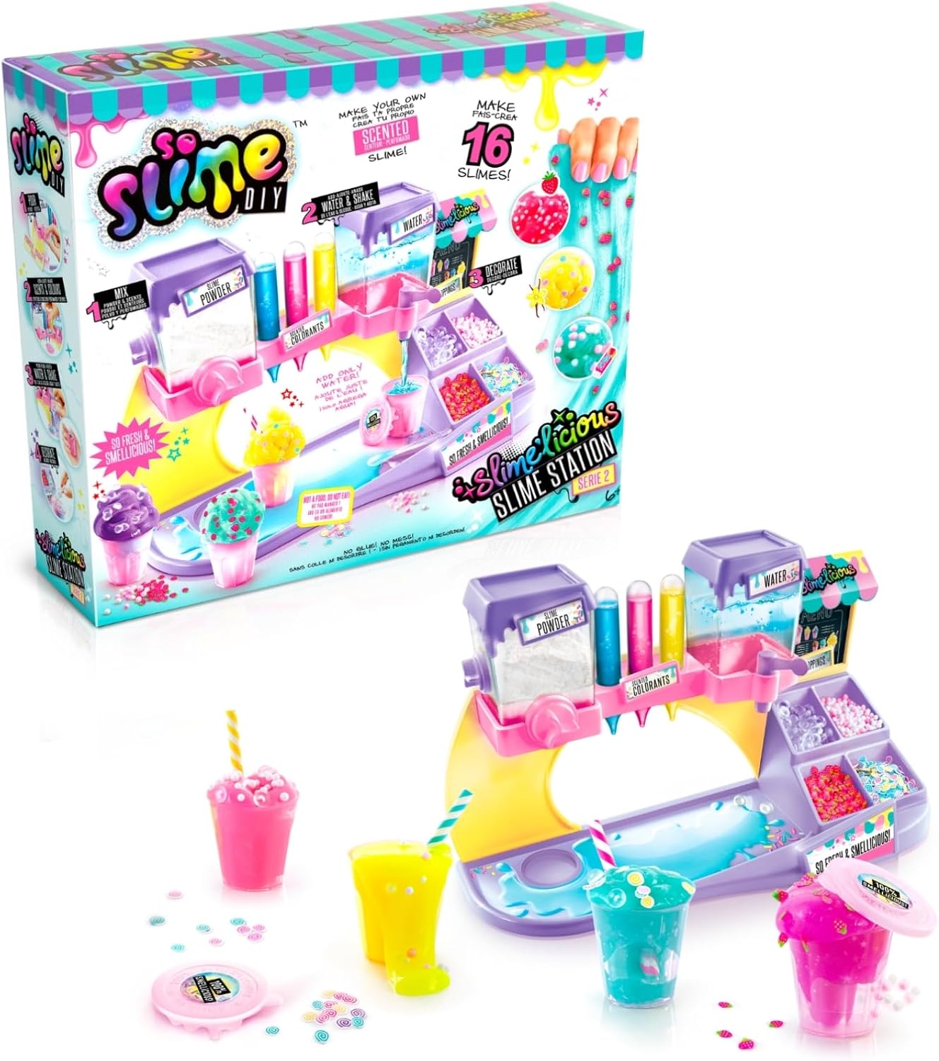 So Slime DIY Slimelicious Slime Station, Make 16 Scented Slimes, Decorations And Shakers Included, So Fresh And Smelicious, Mix Your Own Slime