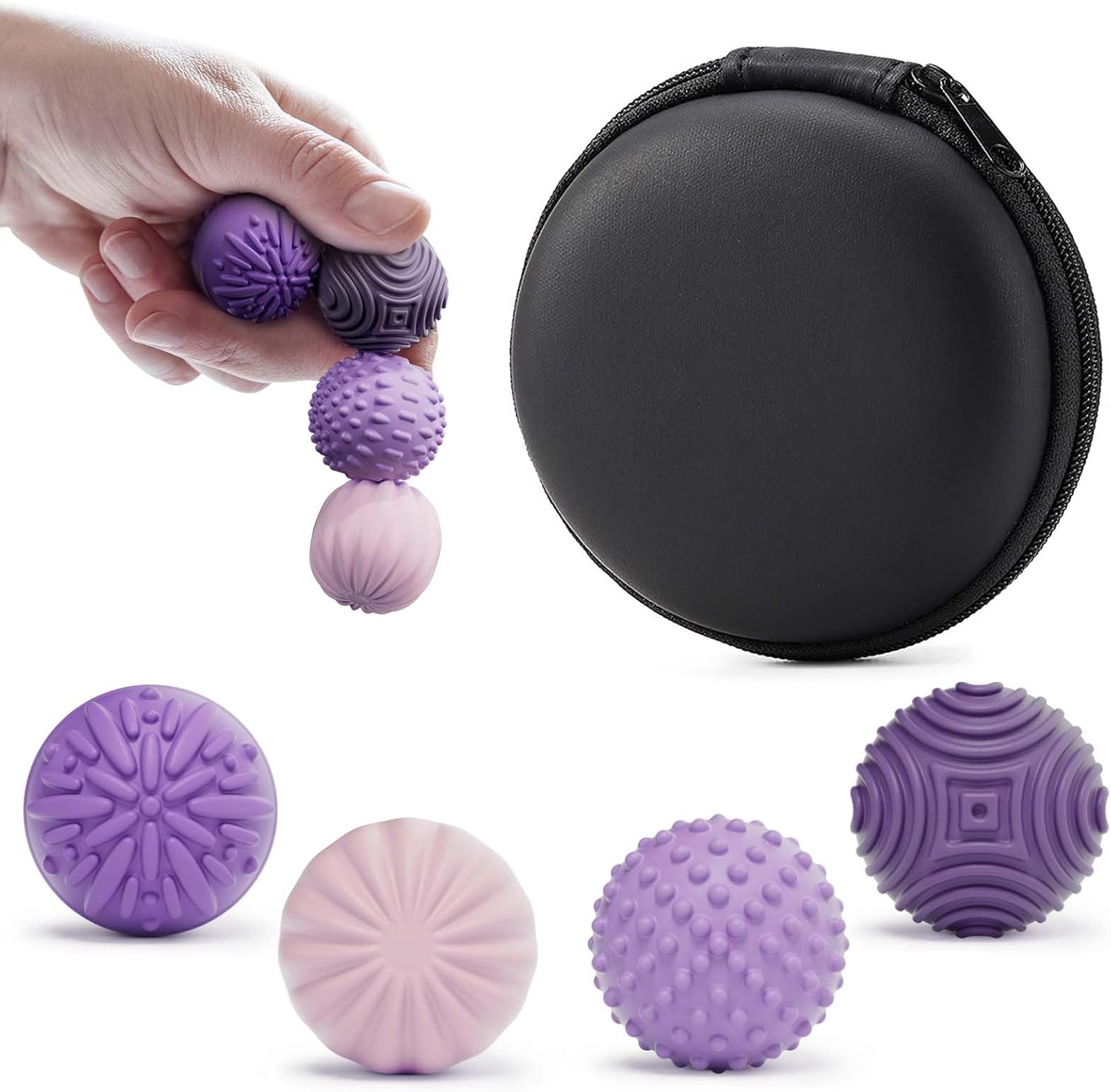 Silicone Magnetic Balls Fidget Toys for Adults & Teens,4PCS Stress Relief Sensory Toys for Autism ADHD Anxiety,Fun Textures Gadgets,Office Desk Toy,Stocking Stuffer for Men Women Teen Gift