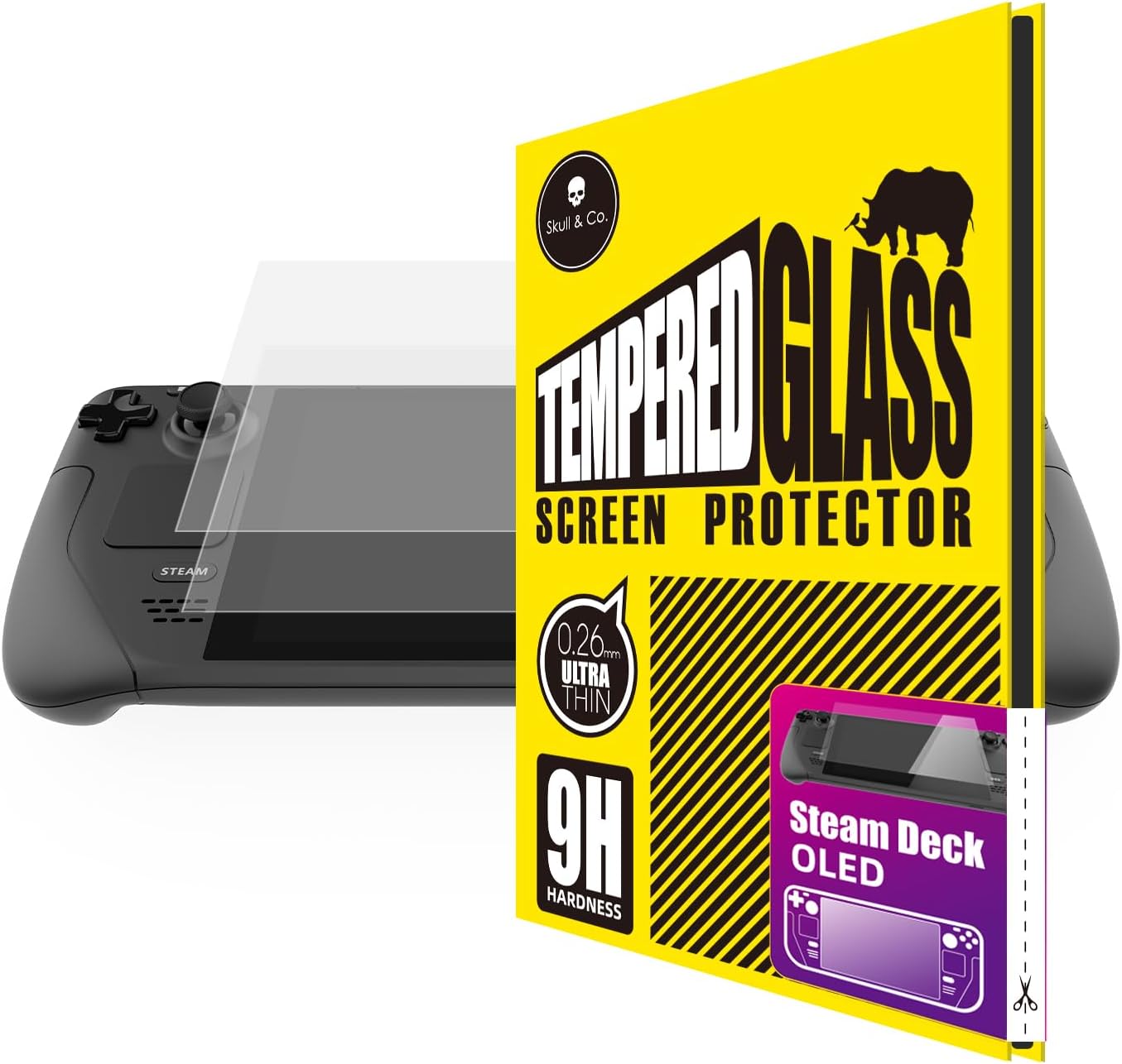 Skull & Co. High Transparency and High Sensitive Tempered Glass Screen Protector for SteamDeck (2-Pack)