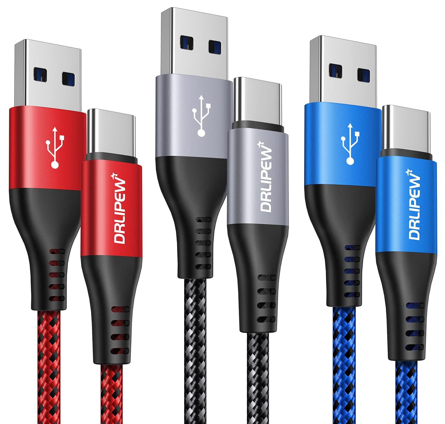 USB C Cable(1M 3-Pack),USB to USB C Fast Charger Cable Nylon Braided,3A Fast Charging Type C Lead Compatible with iphone 15 16 Pro Max,Samsung Galaxy S22+ S21 S20 Ultra S10 S9 A20e A21s,Moto G7
