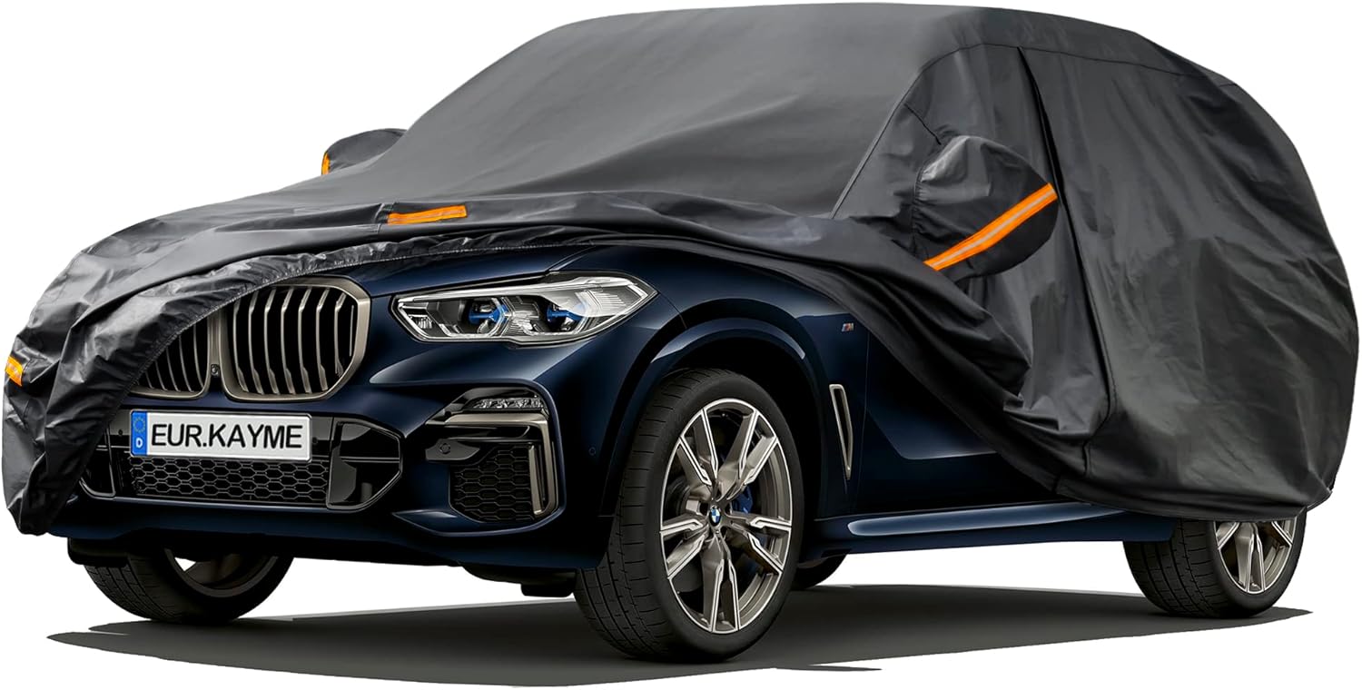 Kayme 7 Layers SUV Car Cover Waterproof Breathable, Outdoor Full 4x4 Car Cover Rain Sun UV Dust All Weather Protection, Universal Fit Q7, GLE, X5, XC90, Range Rover, Cayenne Etc. (485 To 510cm) YXL.