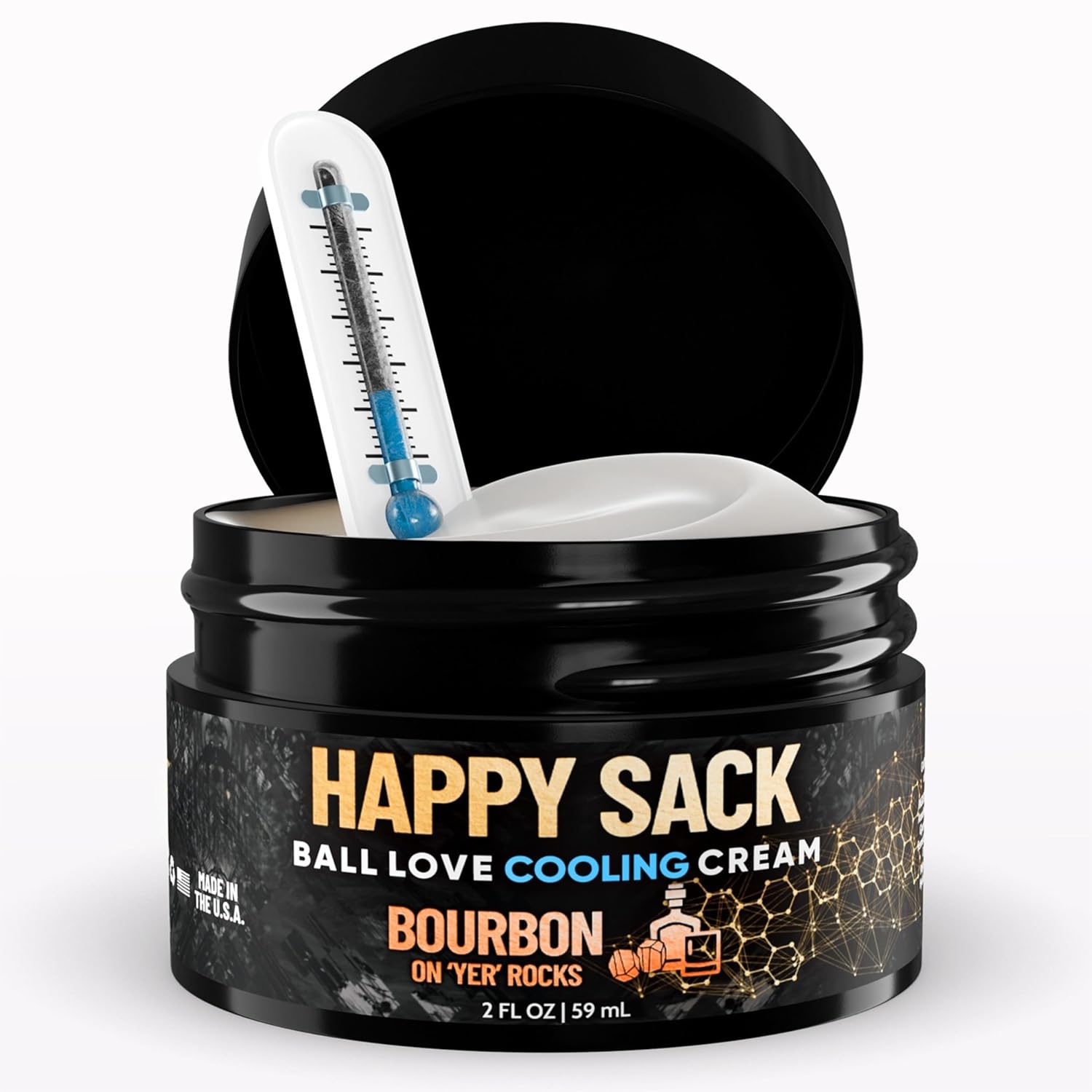 Derm Dude Happy Sack Ball Deodorant & Comfort Cream for Men | Anti-Chafing Sweat Defense, Odor Control, Aluminum-Free Deodorant & Hygiene Products for Men's Private Parts | Bourbon Scent, 2oz