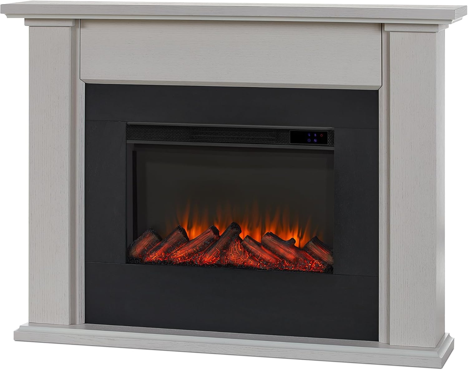 Real Flame Tejon 52" Slim Electric Fireplace with Mantel for Living Room or Bedroom, Replaceable Fireplace Insert Heater, Realistic Log and Flame Effect, Remote Control, Timer