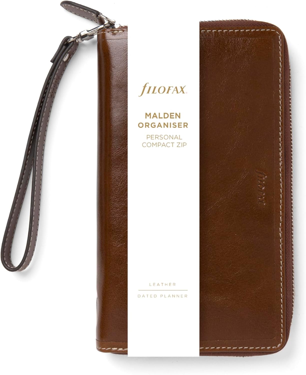 Filofax Personal Compact Zip w/wristlet Malden Organiser - Ochre