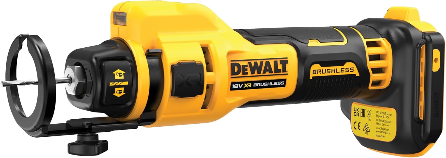 DEWALT DCE555N-XJ - Brushless Cut-Off Saw for XR 18V ​​Drywall, 26,000 RPM, LED Light, Includes 3.2mm and 6.4mm Collets