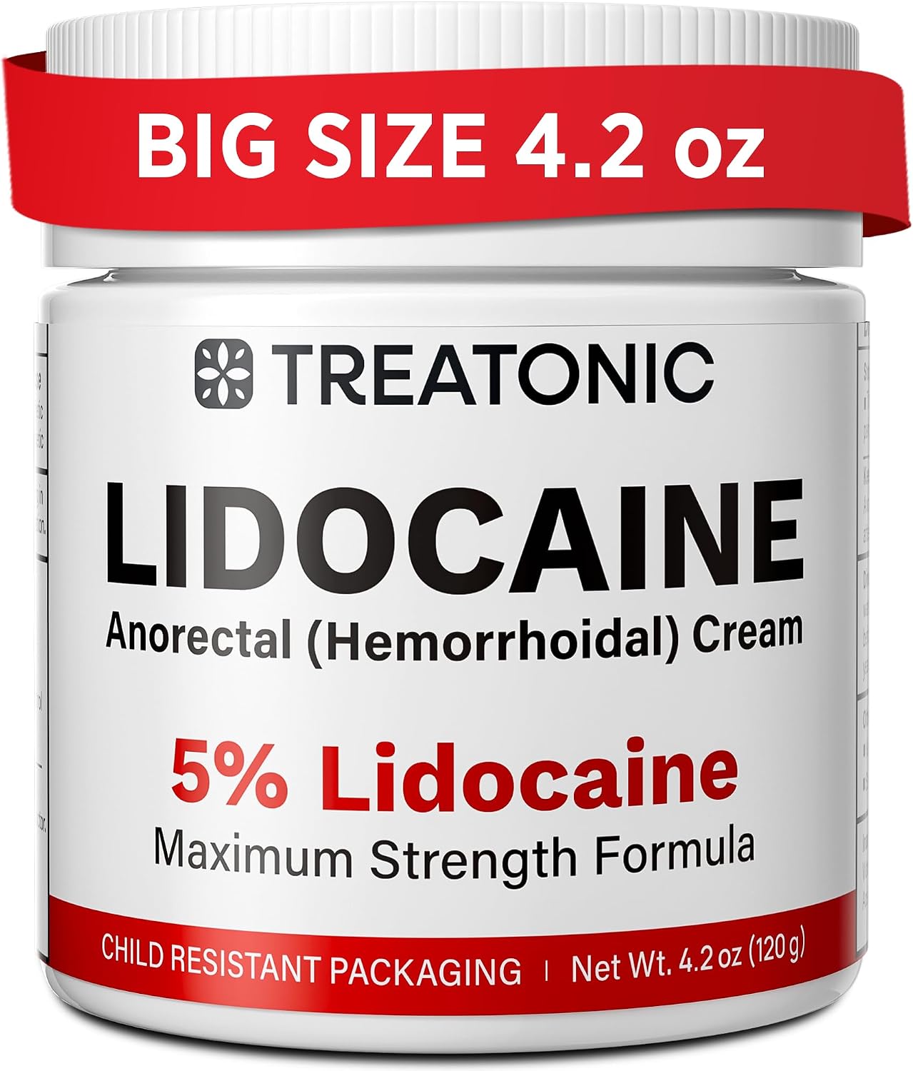 Treatonic 5% Lidocaine Numbing Cream: Lidocaine Cream for Pain Relief, Itching, Burning, Soreness, Hemorrhoid - Maximum Strength Topical Numb - Fast Acting & Long Lasting Numbing - 4.2 oz