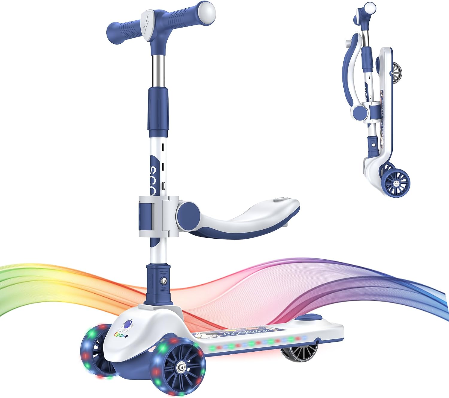 Kick Scooter, 5.5 Solid Tire, Foldable Scooter, Braking, 5-8 Miles, Blue