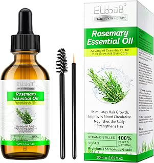 100% Pure Rosemary Essential Oil for Skin Care & Stimulates Hair Growth for Men Women -60ml, Nourishes The Scalp, , Versatile Usage for Eyebrow and Eyelash