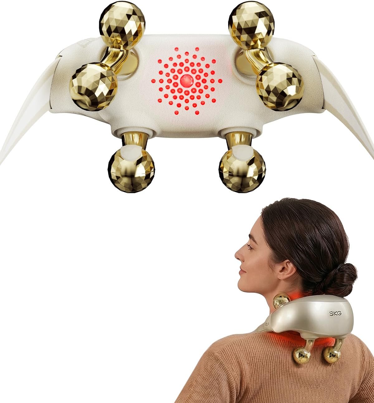 SKG H7 Ultra E Cordless Neck Massager for Pain Relief Deep Tissue, Fathers Day Dad Gifts Adjustable Shiatsu Neck and Shoulder Massager with Heat for Strain Relief, for Home Office Car Travel