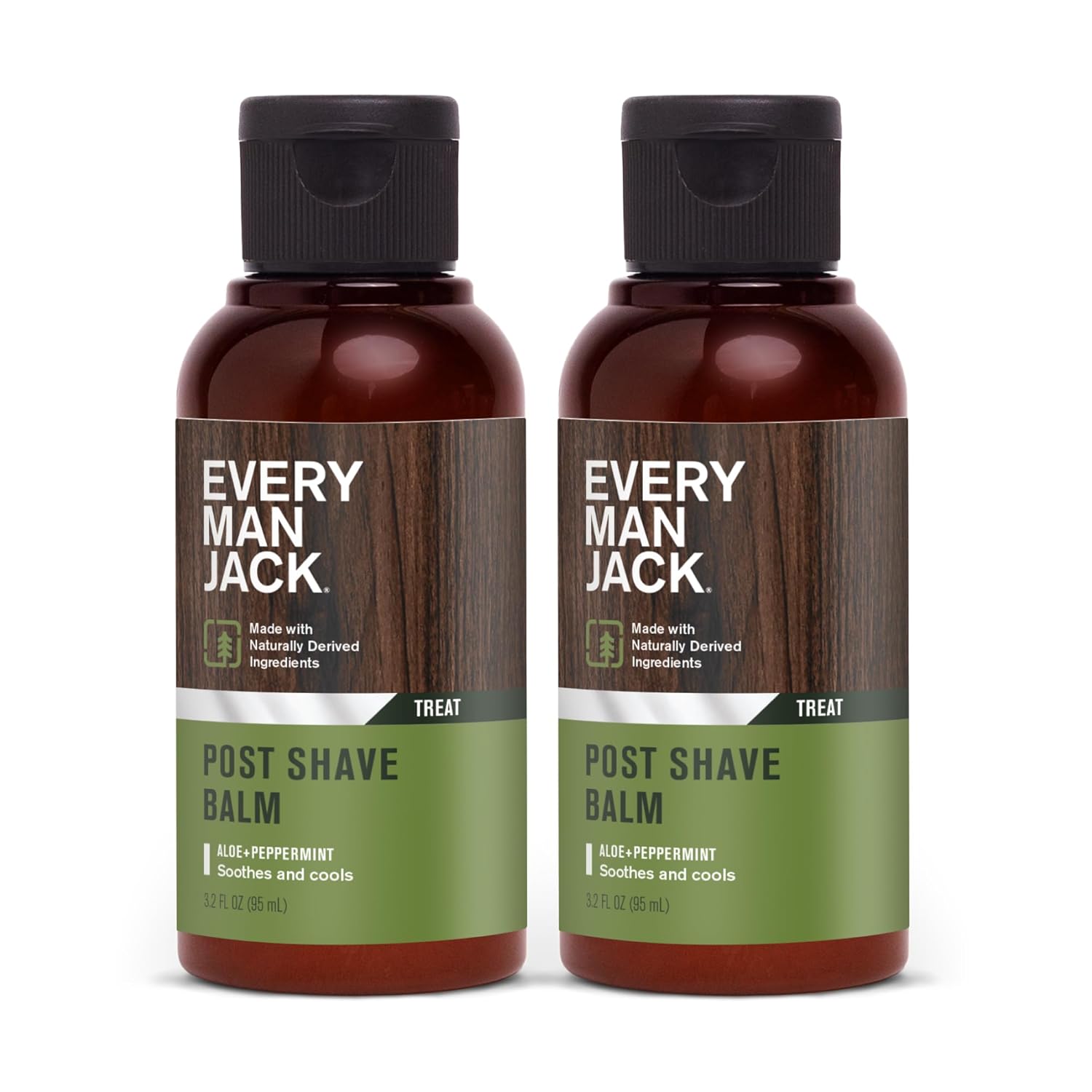 Every Man Jack Men's Post Shave Balm - Calms Irritation, Cools Skin, Hydrates, Absorbs Fast - Made with Naturally Derived Ingredients like Coconut Oil, Aloe Vera, Natural Menthol - 3.2oz - 2 Pack