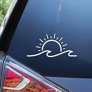 Sunset Graphics & Decals Sun and Wave Decal Vinyl Car Sticker | Cars Trucks Vans Walls Laptop | White | 7 inches | SGD000243