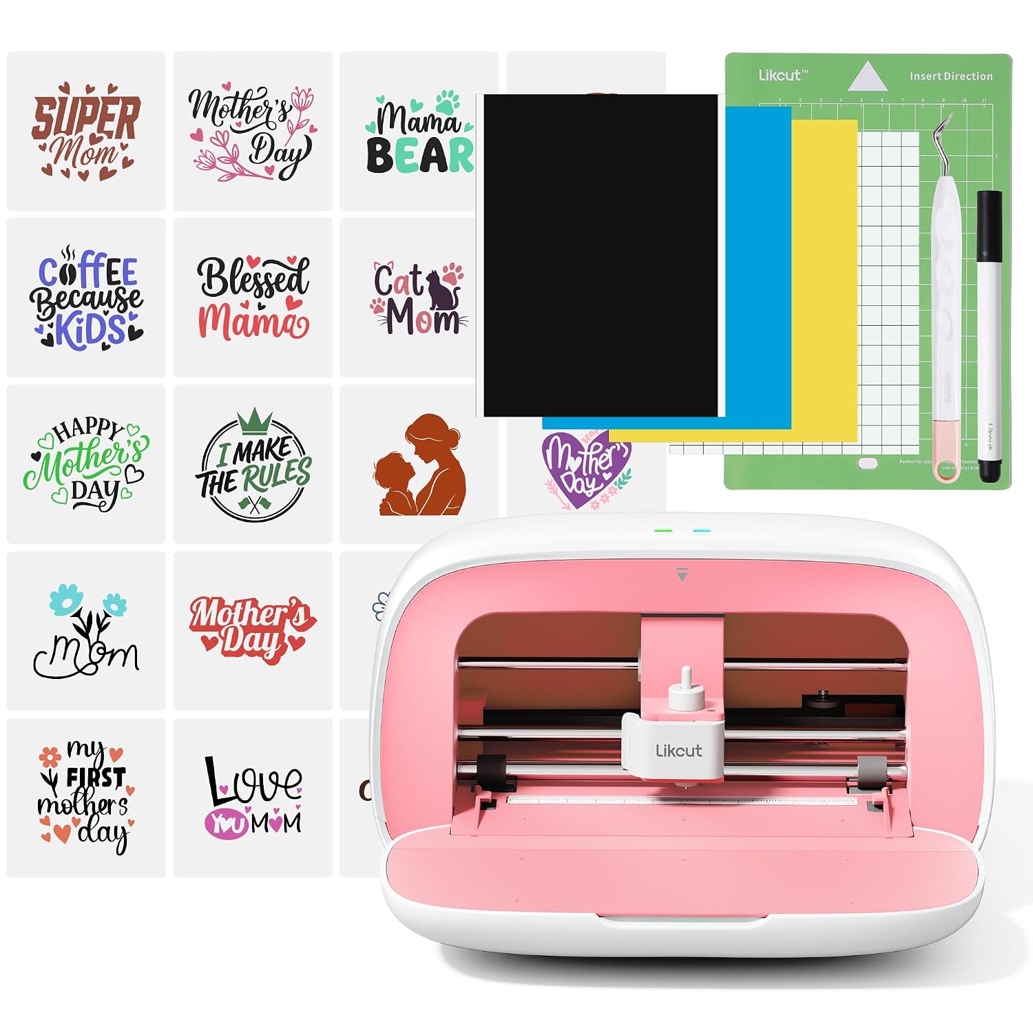 Likcut S501 Vinyl Cutter Machine, 4.5" Sticker & Cardstock Cutting, Pink | Photo to Sticker, Smart Craft AI for DIY Joy, Compact & Portable Design, Beginner-Friendly Setup, Create Custom Stickers