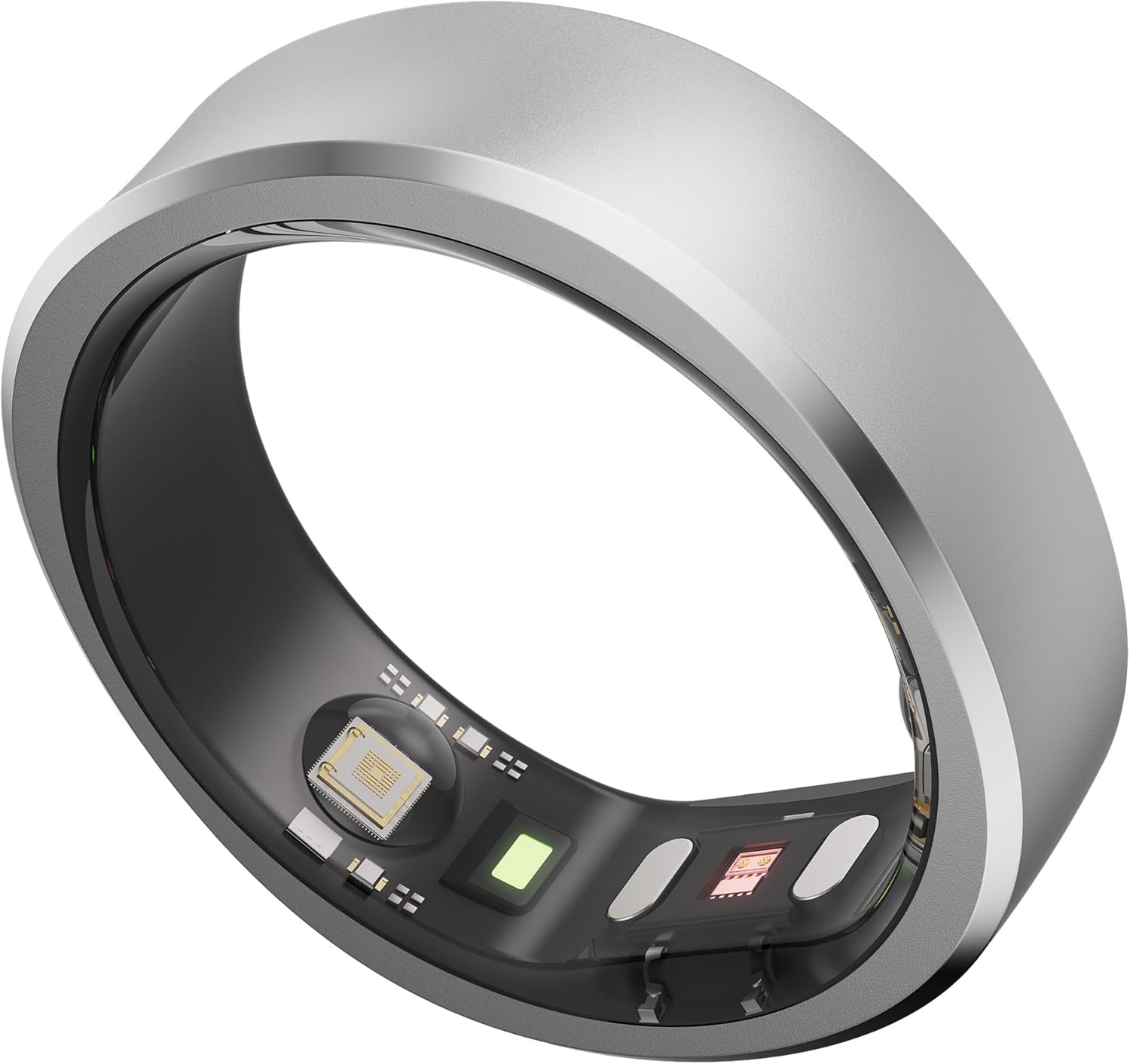 RingConn Smart Ring, No App Subscription, Size First with Sizing Kit, 7-Day Battery Life Activity & Sleep Tracker/Stress/Heart Rate Monitor, Waterproof Compatible with iOS & Android(Silver, Size14)