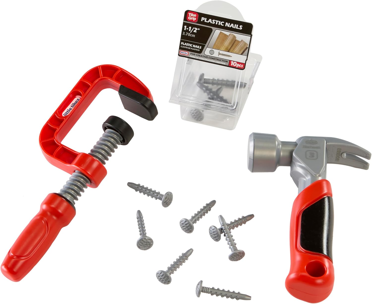 little tikes Creative Construction Hammer & Nail Set - Includes 5 Accessories, Pretend Play Construction Set, Suitable for Boys and Girls Ages 3+ Years