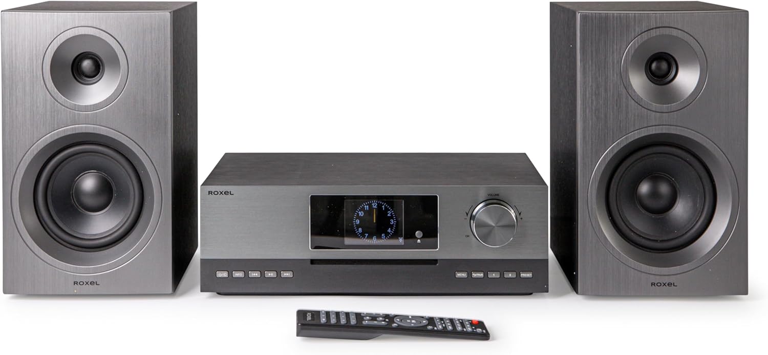 Roxel Pulse Internet Radio All in One HIFI CD Player with DAB+| WiFi Enabled | Spotify Connect & Podcasts | BT Audio Streaming | FM Radio |100W RMS | HDMI ARC | LCD | USB