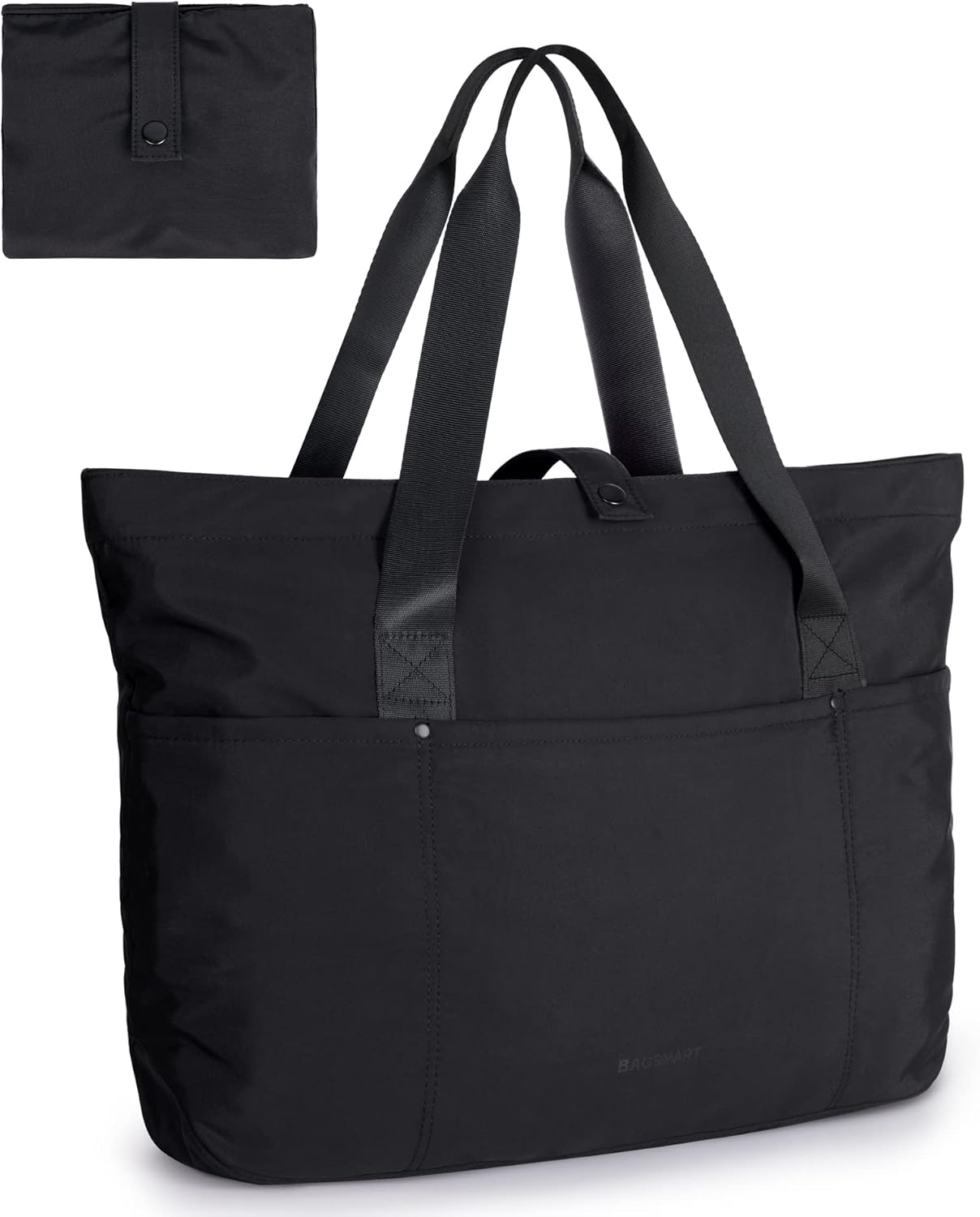 bagsmart Tote Bag for Women, Large Foldable Tote Bag, Handbags & Shoulder Bags with Zipper for Travel, Beach, Gym, Work, School