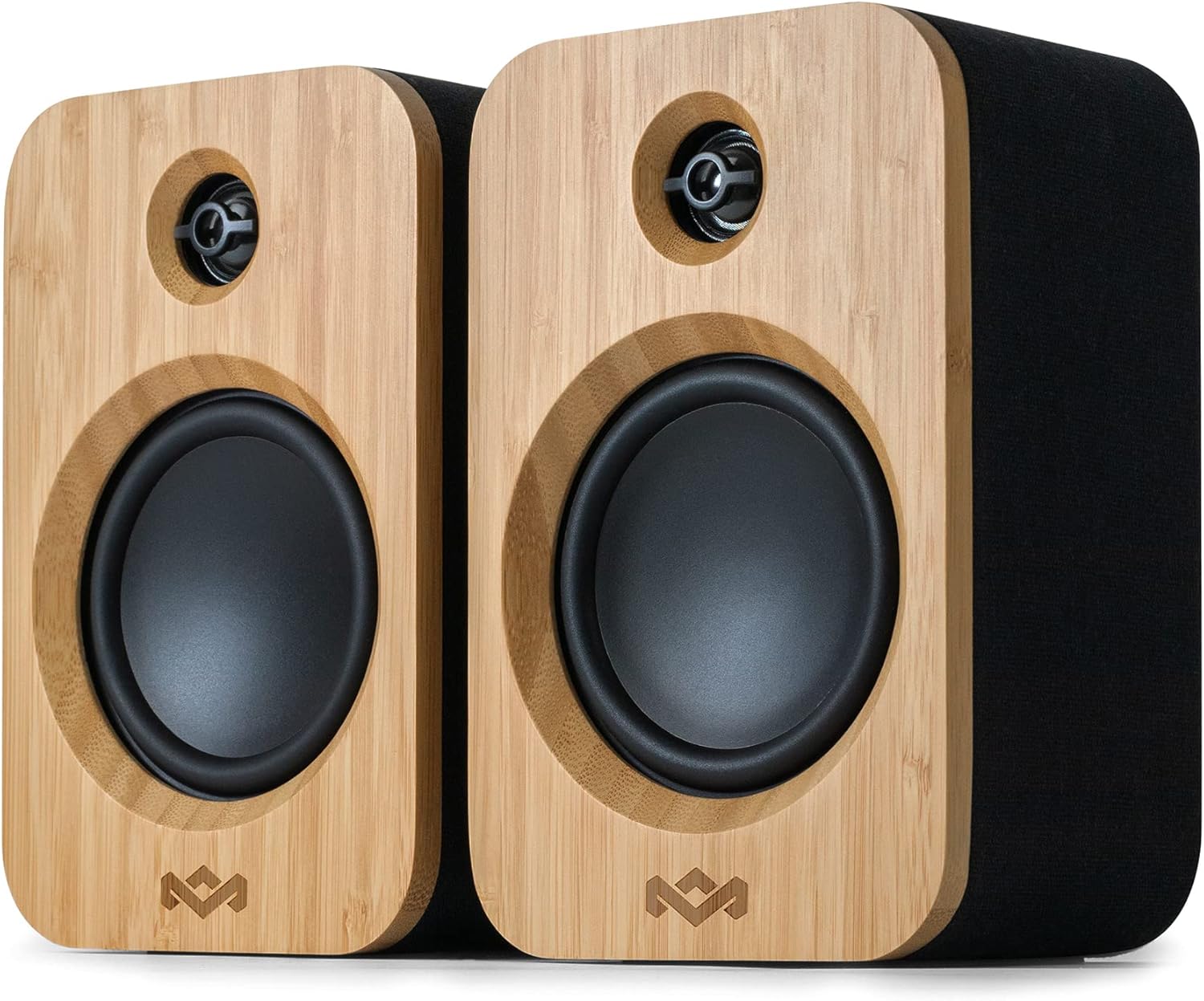 House of Marley Get Together Duo Bookshelf Speakers - Bluetooth Speakers with AUX Input, Turntable and Vinyl Record Player Compatible - High Definition Active Bookshelf Speaker, Sustainable Design