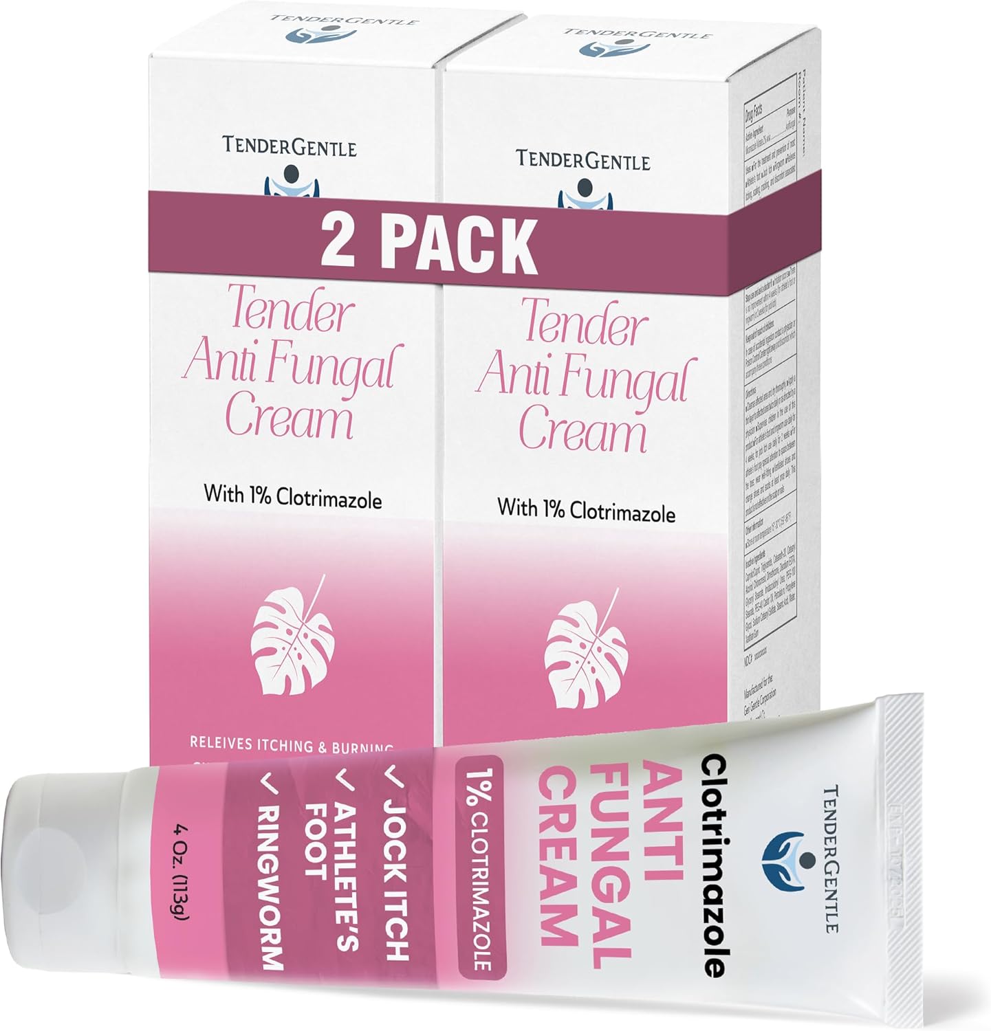 Clotrimazole Antifungal Cream for Skin - 2 Pack with 4 oz. of Clotrimazole Cream for Jock Itch, Athletes Foot Treatment, and More