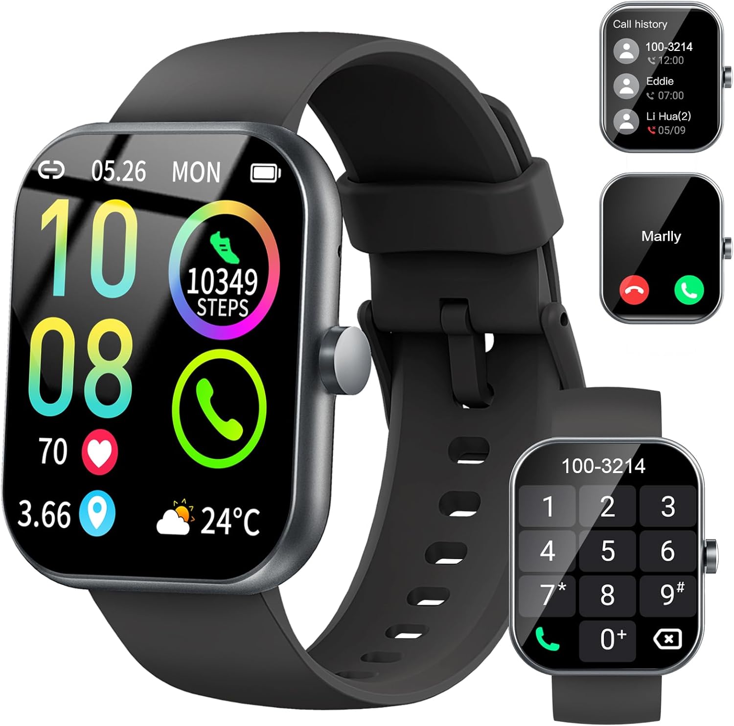 Jugeman Smart Watch for Men Women, 1.96" Smartwatch Answer/Make Calls, Fitness Watch with Heart