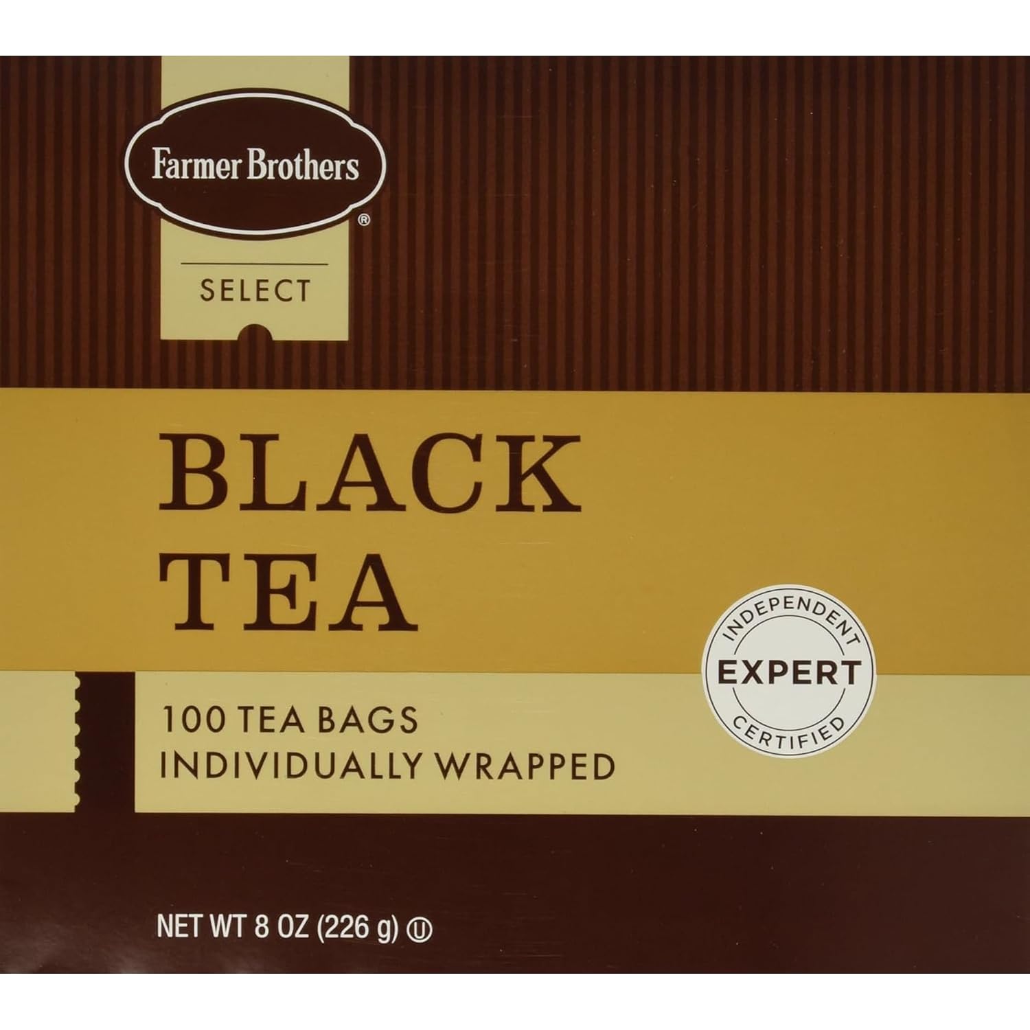 Farmer Brothers Select Black Tea Bags, 100 Count, Individually Wrapped | Smooth, mellow flavor, rich aroma, individually wrapped, easy hot brewing, premium tea leaves, foodservice quality
