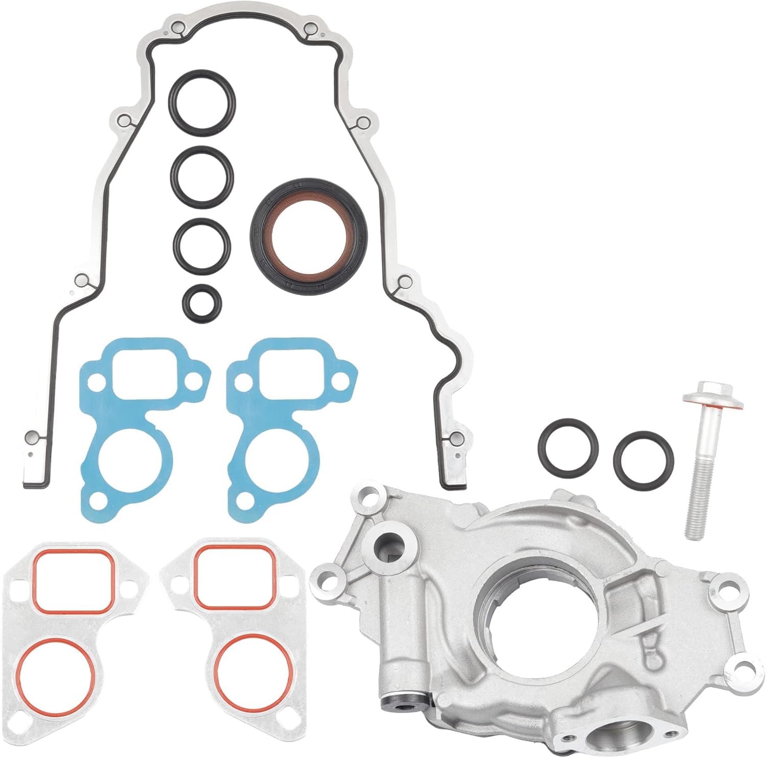 Dasbecan M295HV High Volume Melling Oil Pump kit Compatible with 4.8L 5.3L 6.0L Silverado Avalanche Suburban Tahoe Trailblazer GMC Sierra Yukon Cadillac Escalade, with Gaskets and Balancer Bolt