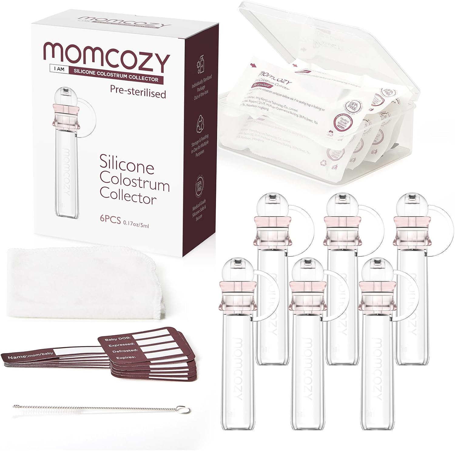 Momcozy Colostrum Collector Reusable Breast Milk Collector Kit | BPA Free, 6-Piece Set for Hospital Bag,Multi-Use, for Late Pregnancy