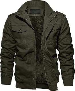 EKLENTSON Men's Winter Jacket with Multi Pockets Zip Front Thick Thermal Fleece Lined Coat Work Cargo Jacket for Men
