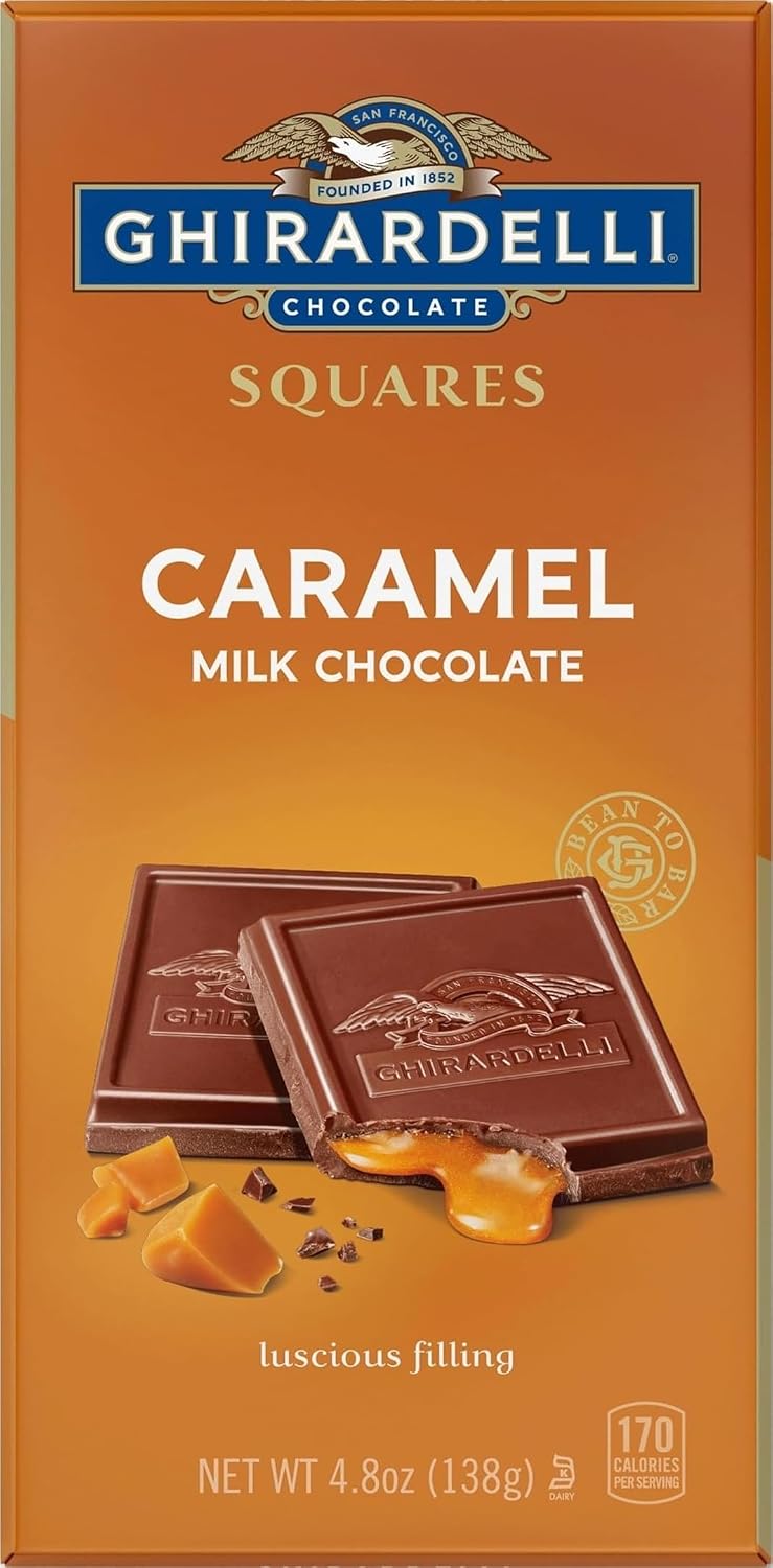 Ghirardelli Chocolate Caramel Milk Chocolate Squares Bar, 4.8 OZ Bar