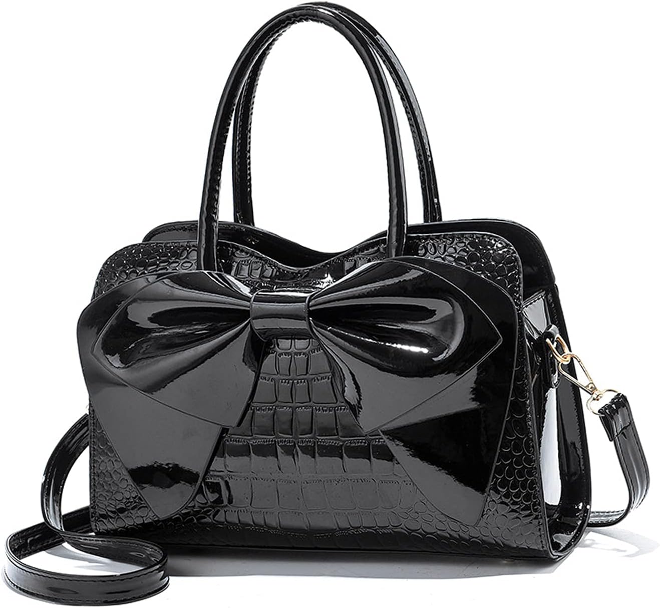 NICOLE & DORIS Handbags for Women Designer Top Handle Bags Patent Leather Crossbody Shoulder Bags Party Clutch Bag Ladies Elegant Tote Bag Cute Bowknot Bag