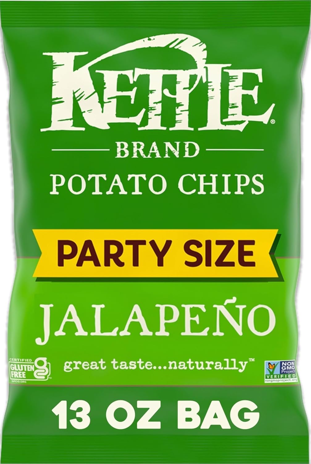 Kettle Brand Potato Chips, Jalapeno Kettle Chips, Party Size, 13 Oz