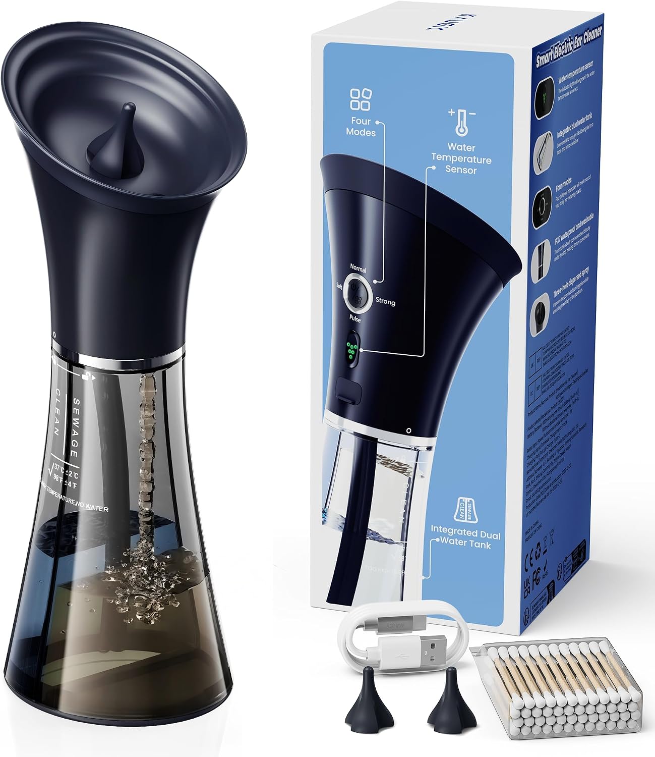 KAUGIC Ear Wax Removal, Self-Collecting Electric Flush Kit
