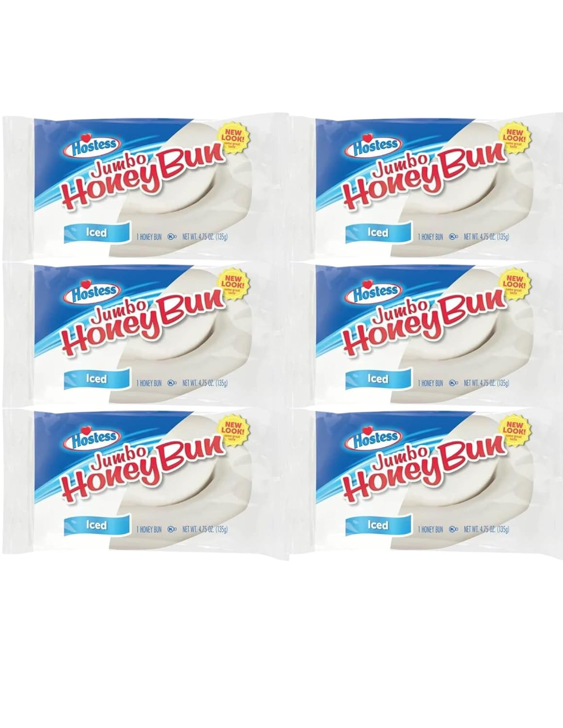 Hostess Jumbo Honey Bun Snack Cakes 4 oz Pack of 6(Jumbo Iced Honey Bun)