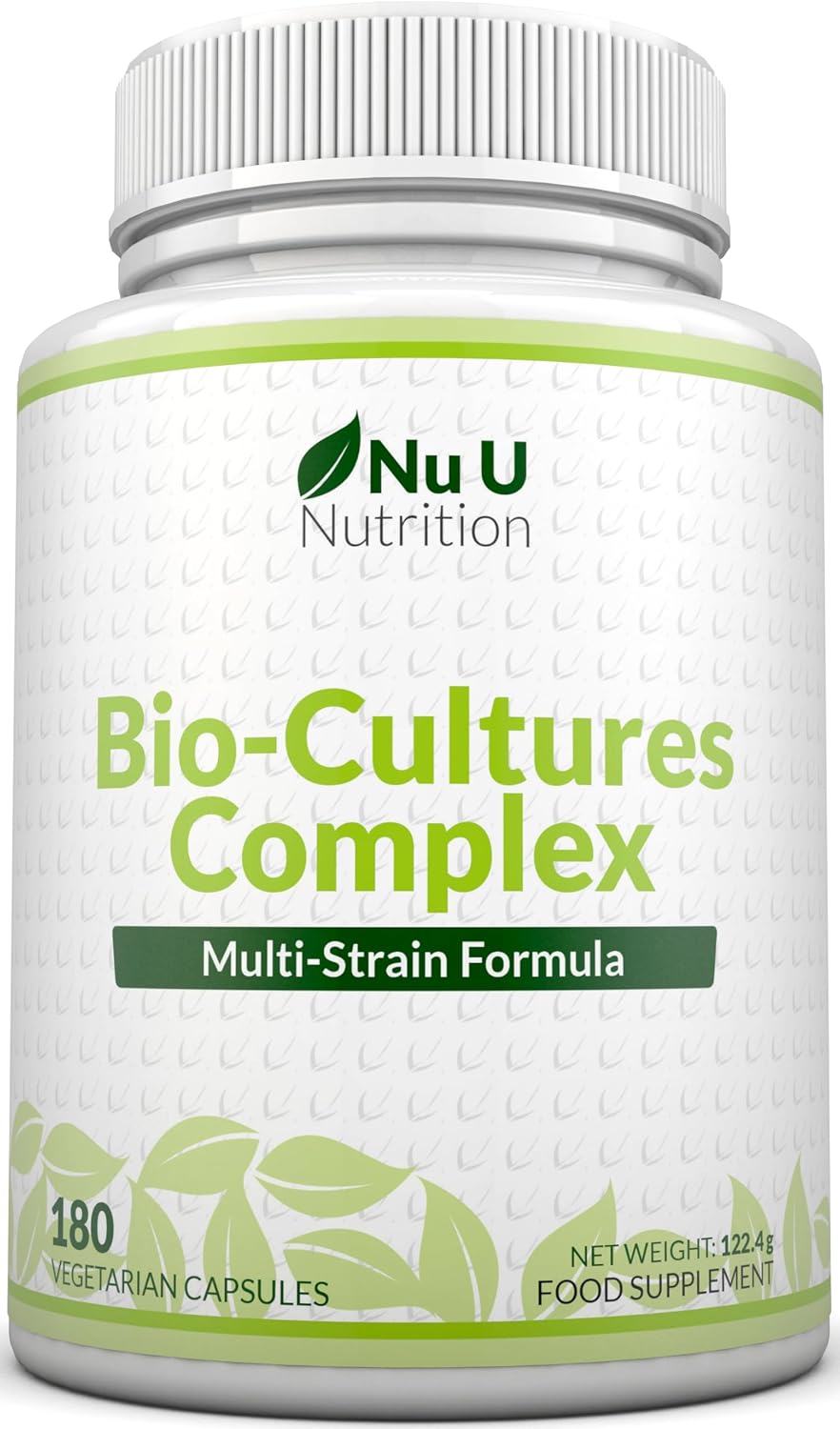 Bio-Cultures Complex - 180 High Strength Capsules - Lactobacillus Acidophilus, Rhamnosus & Bifidobacterium - 6 Month Supply - Gentle Vegetarian Multi-Strain Formula for Men & Women - Nu U Nutrition