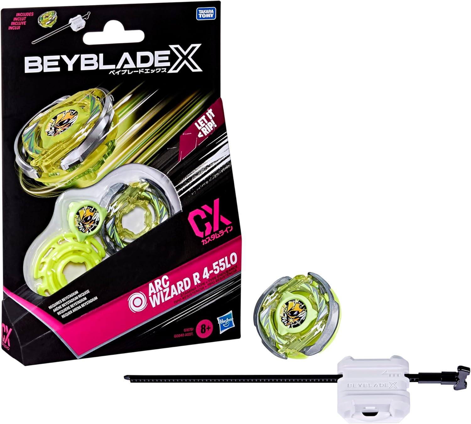 Beyblade X Arc Wizard R 4-55LO CX Starter Pack Set, Stamina Type Top and Launcher; Authentic Takara Tomy Battle Tops Games, Toys for Boys and Girls 8+