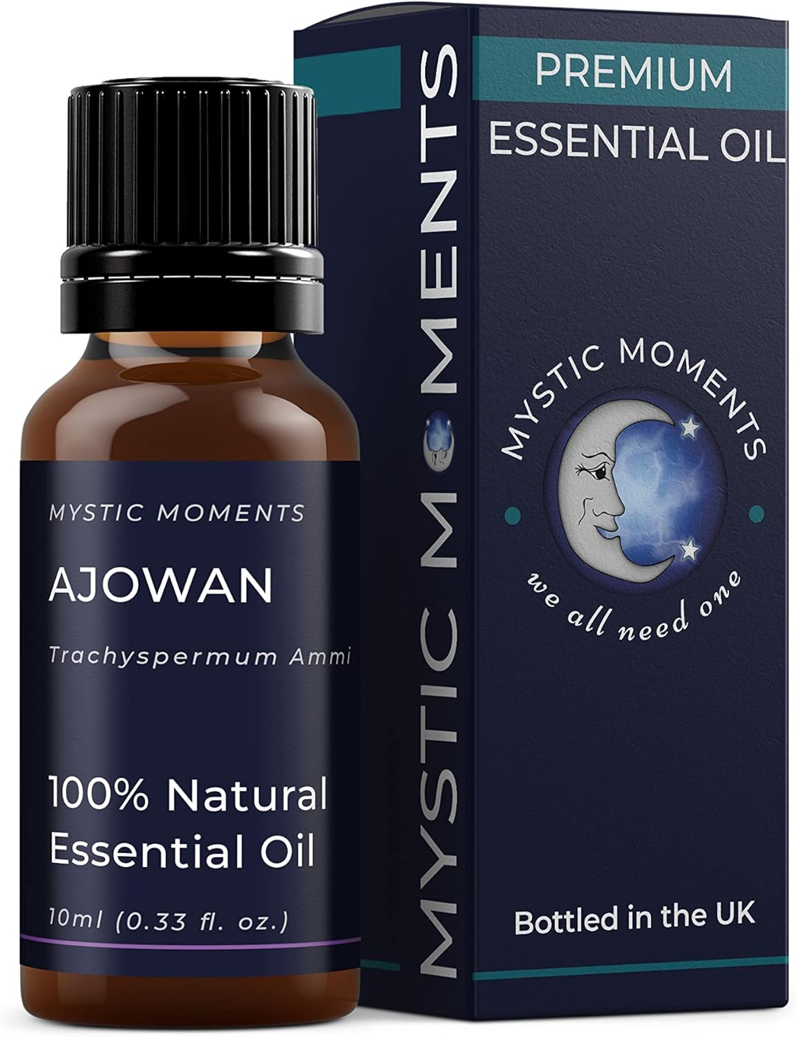 Mystic Moments | Ajowan Essential Oil 10ml | Trachyspermum Ammi Steam Distilled from Seeds | Herbaceous Top Note | Aromatherapy Use | Blends with Citrus Mint & Woods | India | Vegan GMO Free