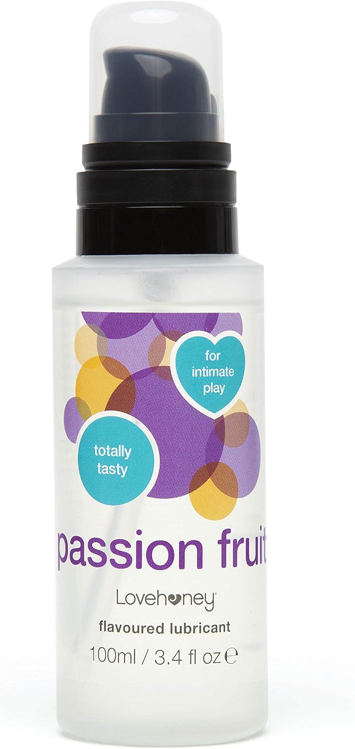 Lovehoney Passion Fruit Flavoured Lube - Versatile & Natural Feel Water Based Lube Gel - Delicious Fruity Lubricant & Licks for Men, Women & Couples - 100ml