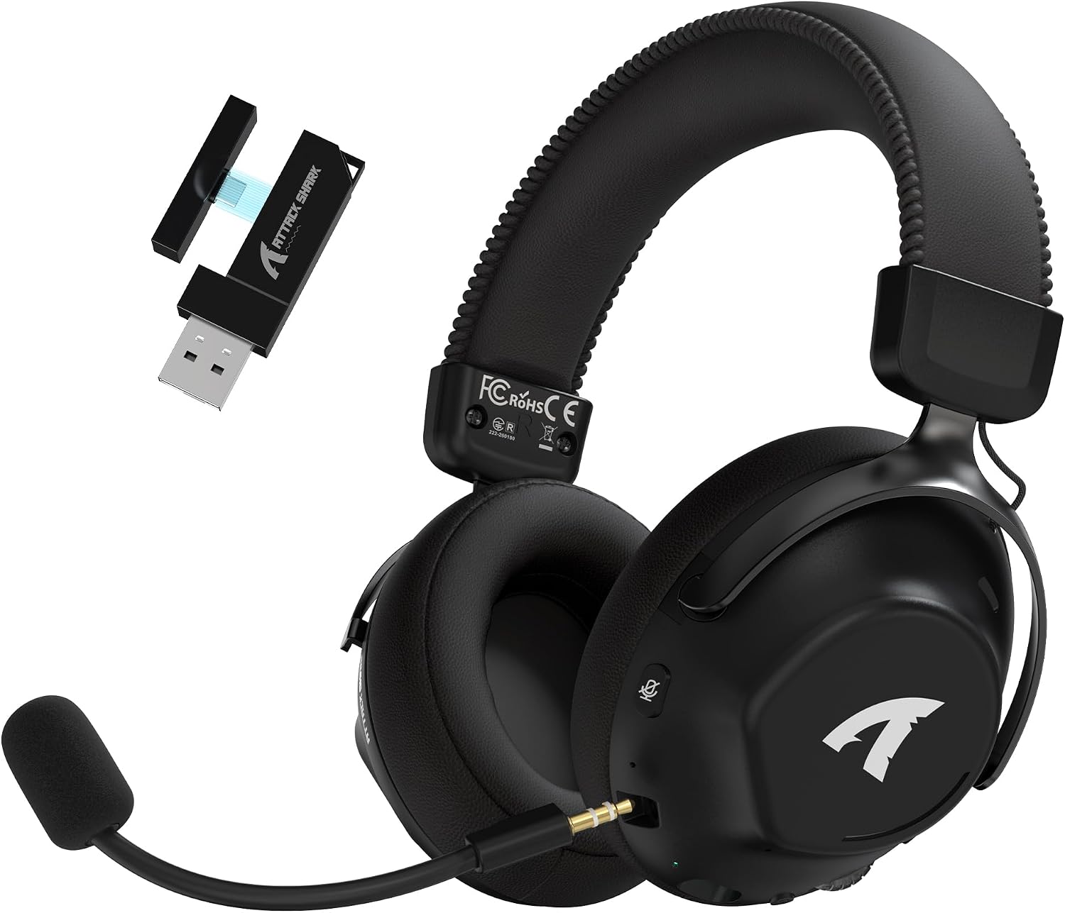ATTACK SHARK L50 PRO Wireless Gaming Headset with Detachable Mic, Black